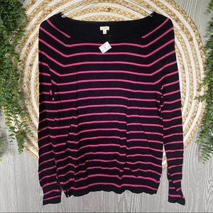 J.Crew Navy Pink Striped Boatneck Sweater Size S